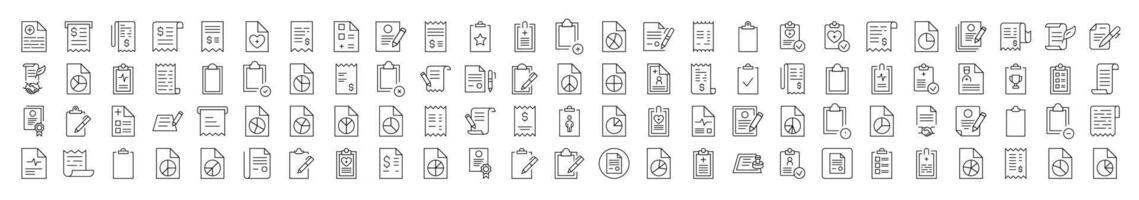 Various Documents and Clipboards Related Icon Set. Editable Stroke. Suitable for Web Sites, Books, Cards, Apps vector