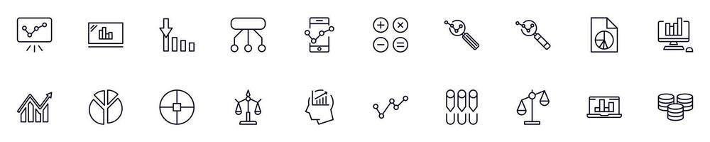 Collections of line icons of business and analytics. Simple linear illustration that perfect for web banners, social networks, articles, infographics vector
