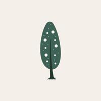 Dark Green Tree with White Fruits Vibrant Isolated Flat Image vector