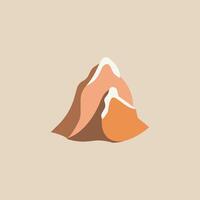 Orange Mountain Vibrant Isolated Flat Image. Perfect for different cards, textile, web sites, apps vector