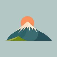 Sun over Mountain Flat Illustration. Perfect for different cards, textile, web sites, apps vector