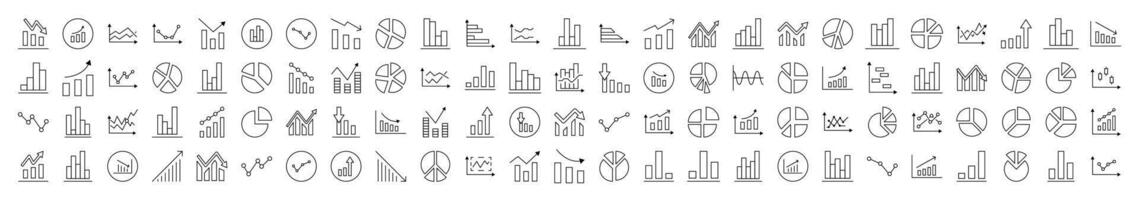 Analytics Line Icon Collection. Modern Collection for Design, Web Sites, Apps, Cards. Contains Linear Images of Progress, Business, Growth vector