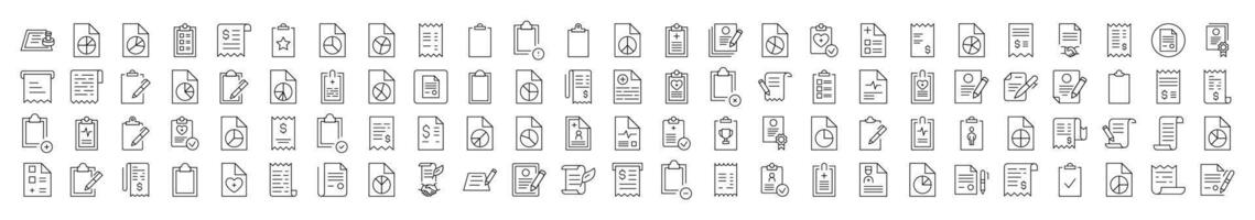 Collection of Various Documents and Clipboards Thin Icons. Editable Stroke. Suitable for Web Sites, Books, Cards, Apps vector