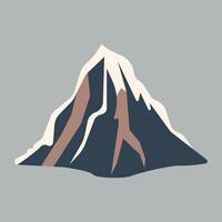 Snow on Brown and Black Mountain Vivid Flat Image. Perfect for different cards, textile, web sites, apps vector