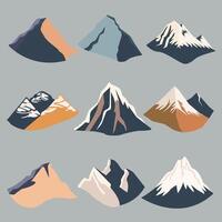 Collection of Mountains Isolated Flat Illustrations. Perfect for different cards, textile, web sites, apps vector