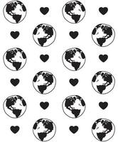 Seamless pattern of Earth planet and hearts vector