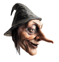 creepy witch mask with a long nose and warts on isolated background png
