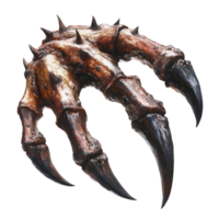 large menacing monster claw with sharp nails on isolated background png