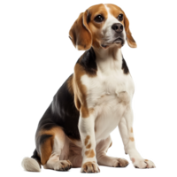 Portrait of a Beagle Dog Sitting on Transparent Background png