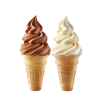 Chocolate and Vanilla Soft Serve Ice Cream in Cones png