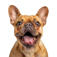 Close-Up of Happy Brown French Bulldog on Transparent Background png