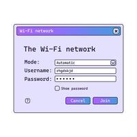 Wifi password window with gradient in old style. vector