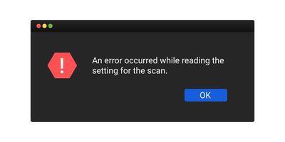 Error message on computer screen. Modern warning messages in black color. vector