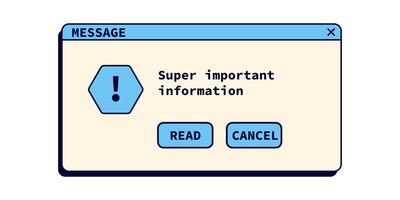 Computer retro message in blue color retro style. vector