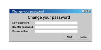 Change password panel. Change user data. System settings in grey color. vector
