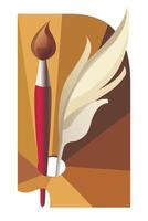 Art materials for artists - palette, brush, feather isolated on a white background vector