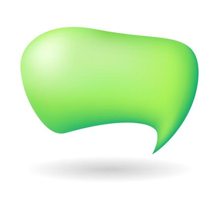 Green 3D speech bubble isolated on white background