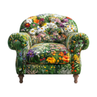 Different Flowers on Sofa on Transparent Background png