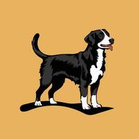 a black and white dog with a black tail vector
