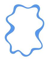 Blue wavy frame on white background. Curved line, wavy edge. Frame with irregularities. Empty space for text and pictures. vector
