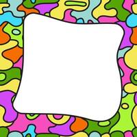 Abstraction with wavy lines. Black contours on bright background. Colorful pattern. Frame or border. Empty space for text or picture. Square frame. vector