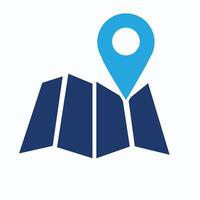 Map and location symbols. Mapping icon collection. Geolocation map path distance. GPS cartography position. vector
