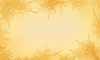 Tropical background in warm sand shade with palm leaves silhouettes on the frame vector