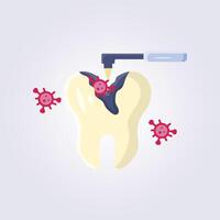 Teeth problem illustration flat icon graphic template design, cavity symbol vector