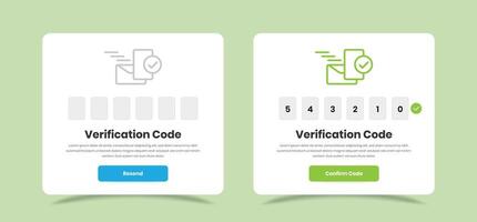Code authentication and verification page popup design for web and mobile app vector