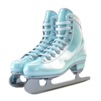 Shiny Glossy Clear Ice Skates with White Laces on Transparent background AI-Generative png