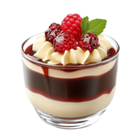 Chocolate Dessert with Raspberries and Whipped Cream on Transparent background AI-Generative png