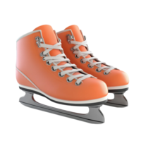 Pair of Orange Ice Skates with White Laces and Black on Transparent background AI-Generative png