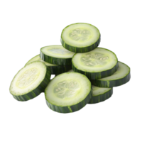 Pile of Cucumber Slices on Transparent background AI-Generative png