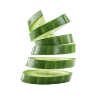 Cucumber Slices Sliced into Thin Pieces on Transparent background AI-Generative png