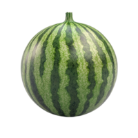 Large Round Green Watermelon with Striped Pattern on Transparent background AI-Generative png