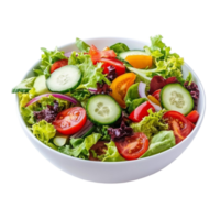 Fresh Salad with Tomatoes, Cucumbers, and Lettuce in a Bowl on Transparent background AI-Generative png