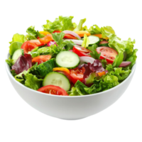 Fresh Mixed Vegetable Salad with Tomatoes, Lettuce, Cucumbers, on Transparent background AI-Generative png