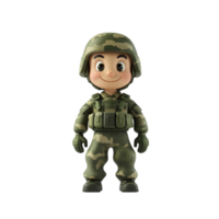 3D Animated Soldier Character in Military Uniform on Transparent background AI-Generative png