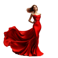 Beautiful Woman in a Red Dress on Transparent background AI-Generative png