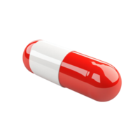 Red and White Capsule 3D Rendering with Reflection on Transparent background AI-Generative png