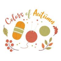 A hand-drawn autumn sticker with the phrase Colors of Autumn. An autumn phrase with cute and cozy design elements vector