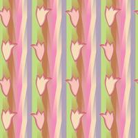 A vibrant abstract tulip motifs in soft girlish colors set against dynamic, multicolored vertical gradient stripes. Perfect for spring themed projects, decorating girls things, wallpaper, or gift vector