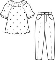 design a polka dot top and bottom suit. silhouette vector