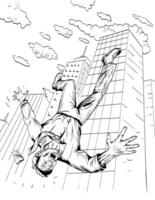 Office Worker Falling Off Building Drawing vector
