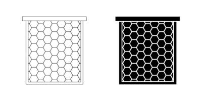 outline silhouette honeycomb frame icon set isolated on white background vector