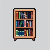 Pixel art illustration Book Shelf. Pixelated Book Case. Book Shelf Case pixelated for the pixel art game and icon for website and game. old school retro. vector