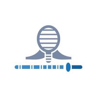 Two crossed wooden training swords for kendo and protective helmet.kendo japanese martial arts, editable design icon illustration. Perfect for web and app interfaces, infographics, etc. vector
