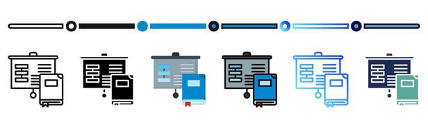 Theory icon on banner web icons collection. 6 Various style icons. For sign, symbol, element, presentation, infographic or web graphics. vector