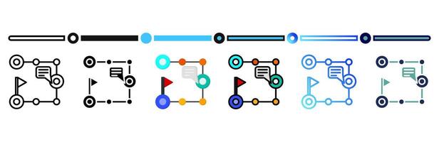 Step by step icon on banner web icons collection. 6 Various style icons. For sign, symbol, element, presentation, infographic or web graphics. vector
