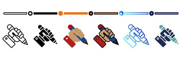 Writing icon on banner web icons collection. 6 Various style icons. For sign, symbol, element, presentation, infographic or web graphics. vector